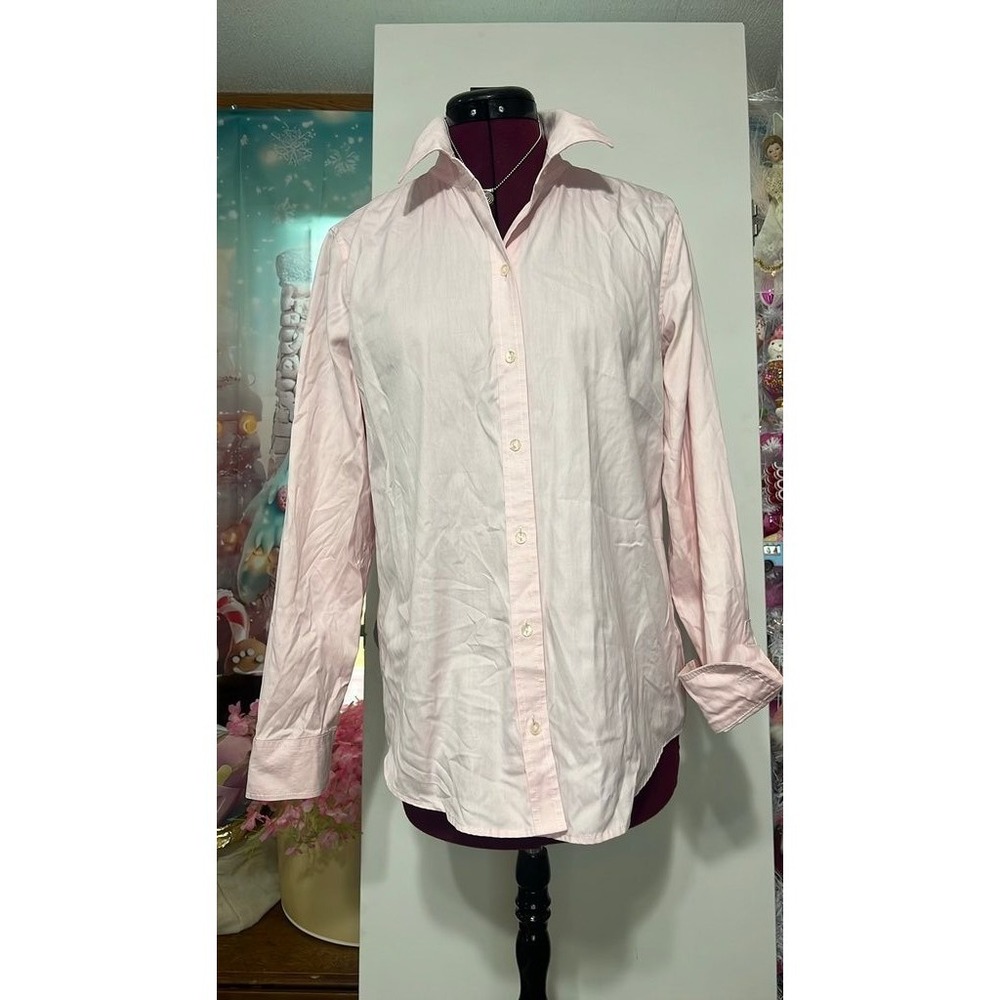 Liz Claiborne Button Down Shirt Womens L Pink Long Sleeve Officecore Classic